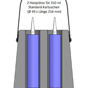 Kartuschenvorwärmer Querschnitt. Angabe der Radialheizung Dimensionen