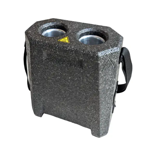 Kartuschenvorwärmer Vorderansicht mit Tragegurt