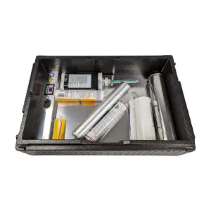 Heizbox befüllt mit verschiedenen Gebinden